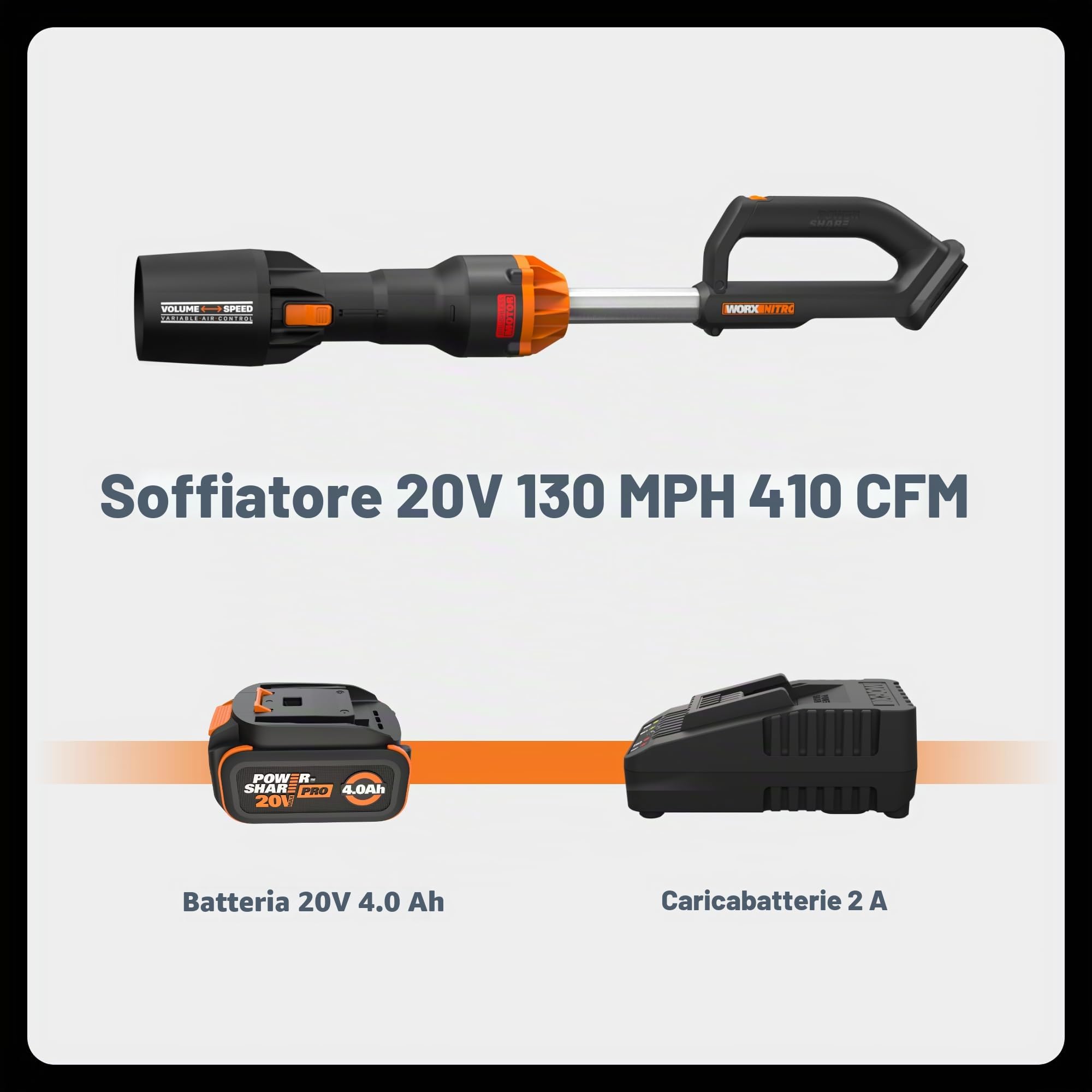 WORX Nitro WG543.9 soffiatore batteria 20V solo corpo