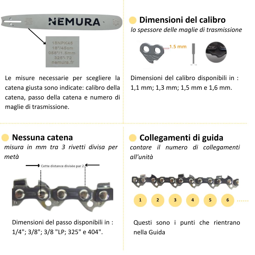 Nemura Catena Motosega 84 Maglie 60 cm 3 Pz Acciaio