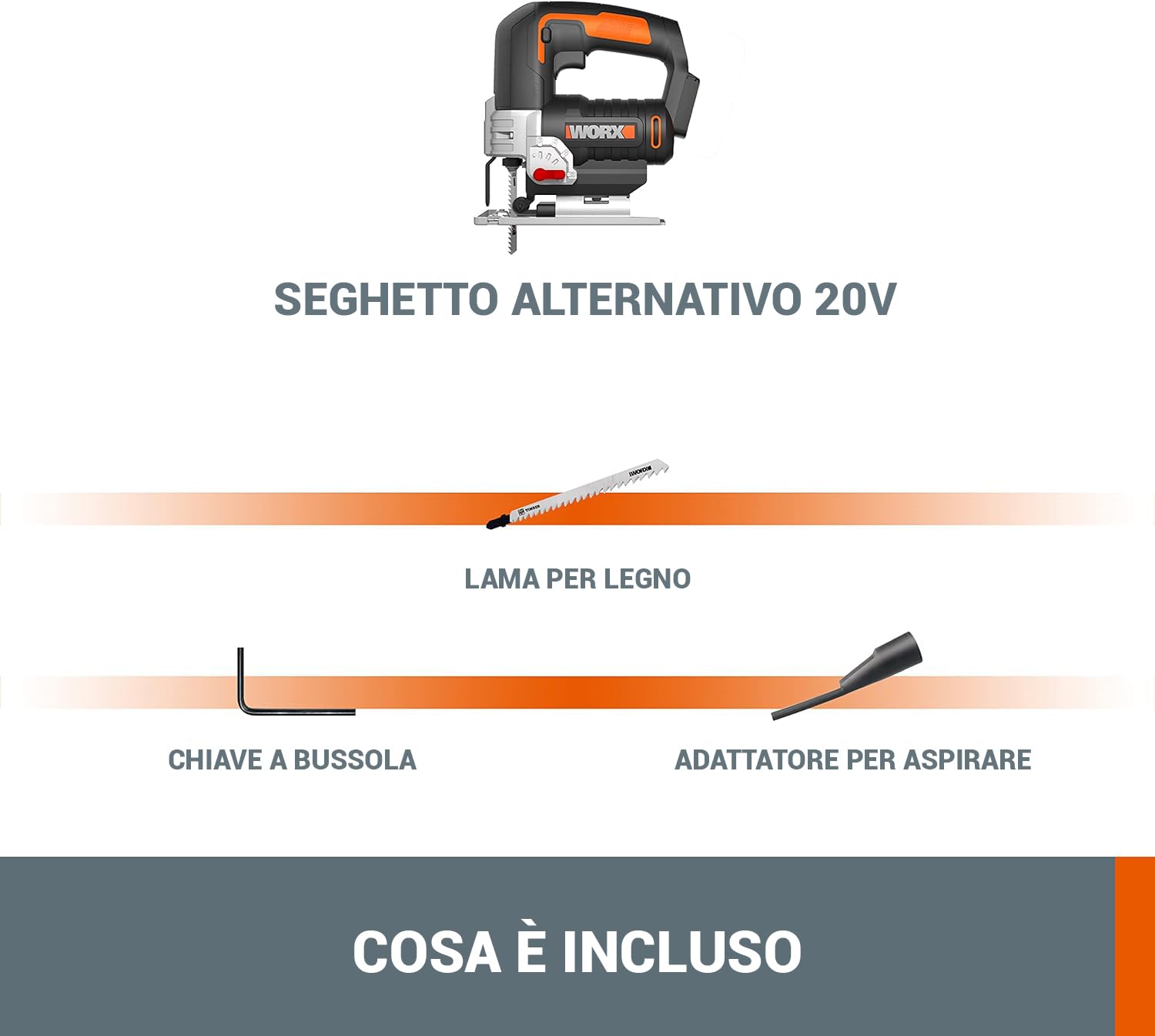 Worx WX543.9 seghetto alternativo 20V solo corpo pendolare