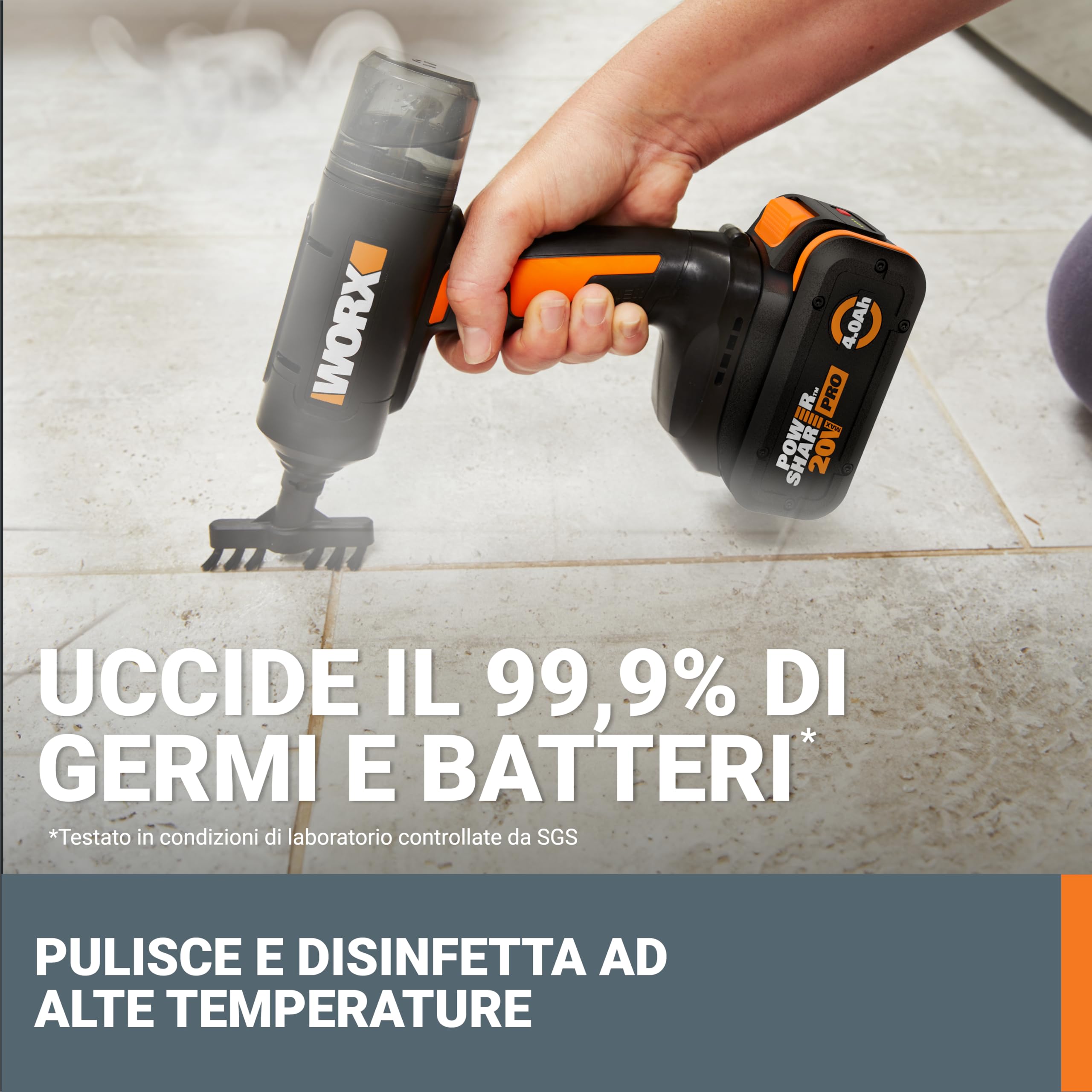 Worx WX770.9 pulitore a vapore 20V senza batteria
