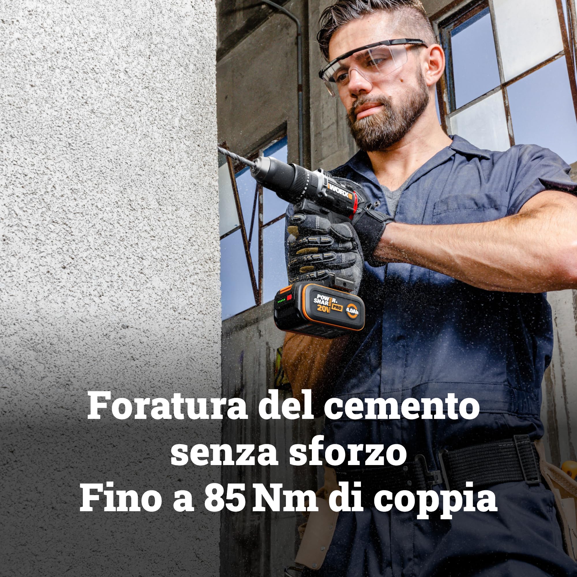 Worx WX356.9 trapano avvitatore percussione solo corpo 85 Nm
