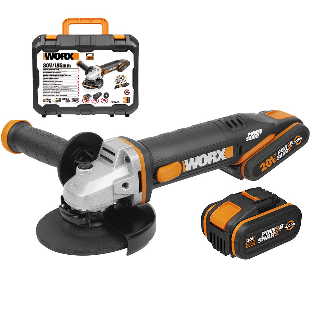 Worx WX803 Smerigliatrice Angolare 125mm Kit 2 Batterie