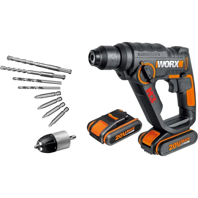 Worx WX390.1 martello perforatore 20V con 2 batterie