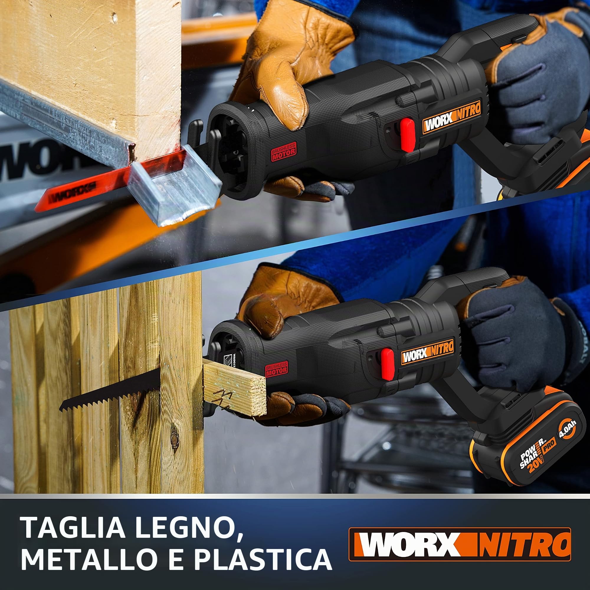 WORX WX516.9 NITRO sega a sciabola 20V solo corpo