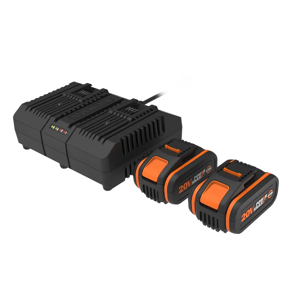Worx WA3611 kit 2 batterie 20V 4Ah caricatore doppio