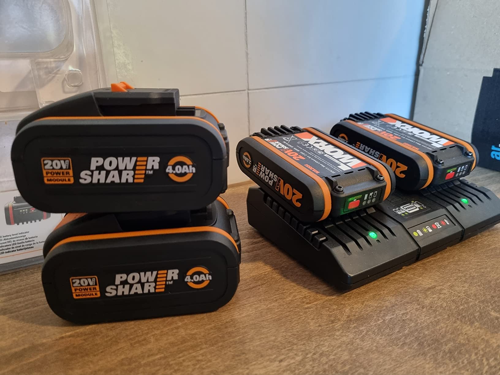 Worx WX3553.2 batterie 20V 4,0 Ah 2 pezzi