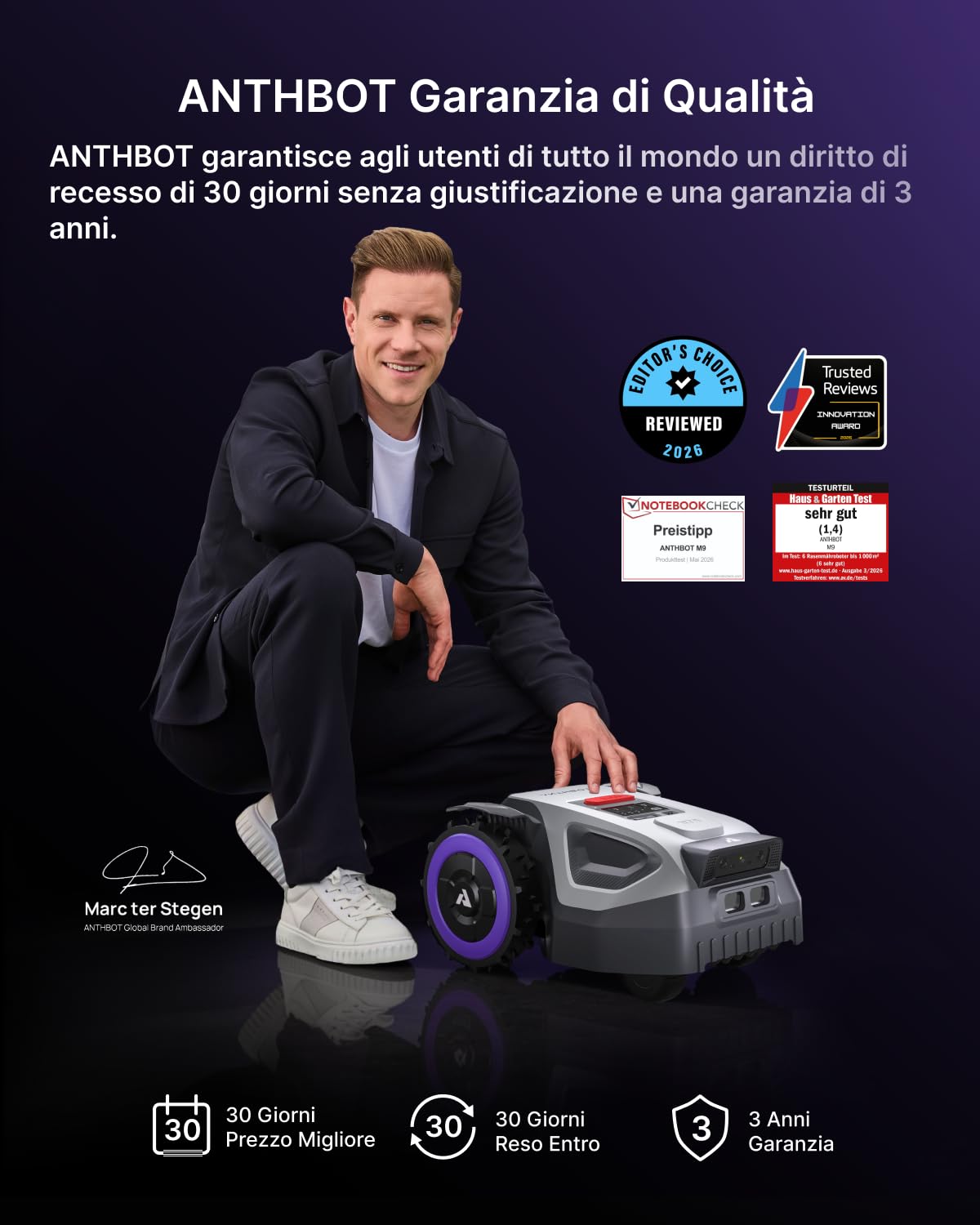 Anthbot M5 Robot Tagliaerba 500 mq RTK GPS silenzioso