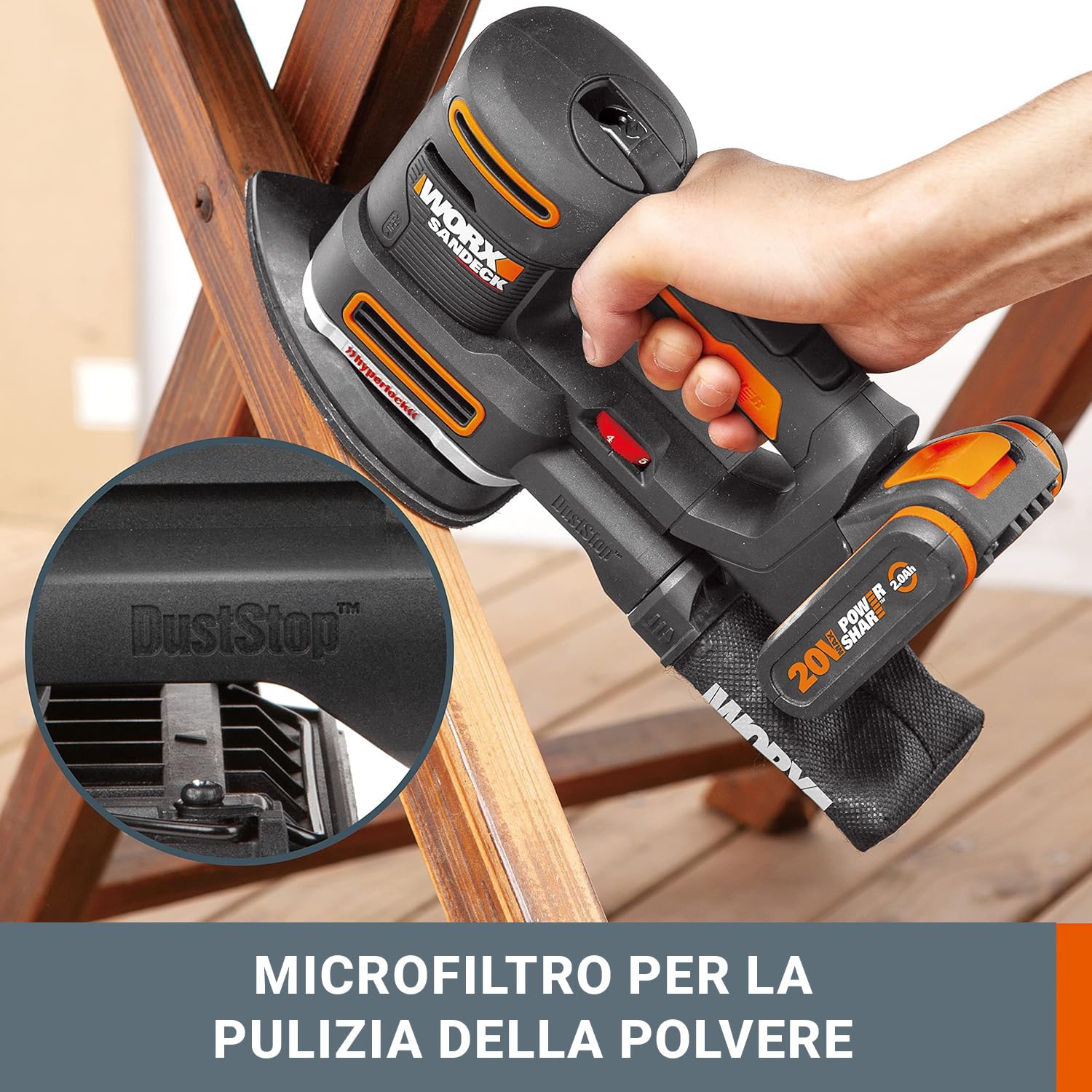 WORX WX820.9 Levigatrice Multifunzione 20V Solo Corpo 5 in 1