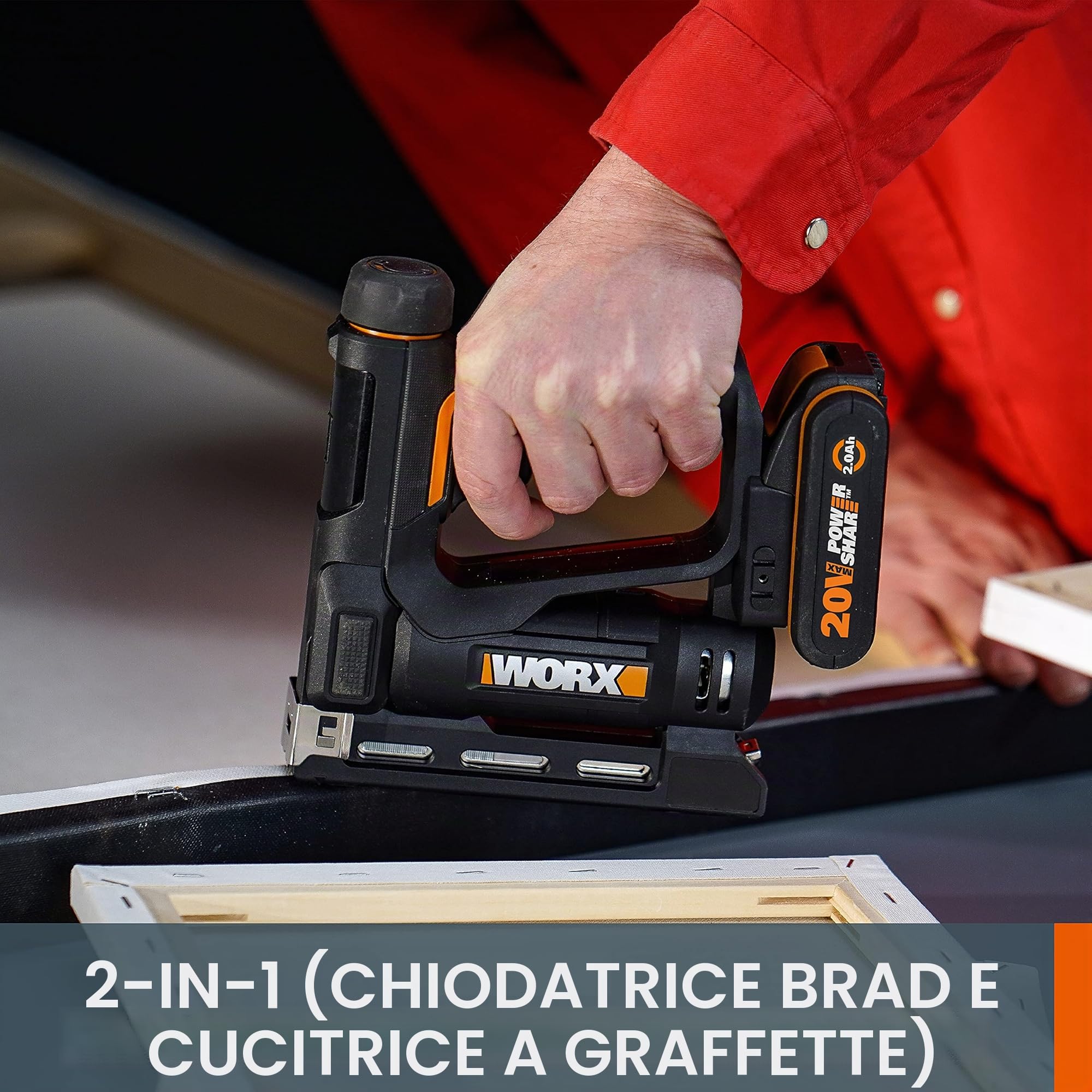 WORX WX843 chiodatrice batteria 20V 2 in 1 con chiodi