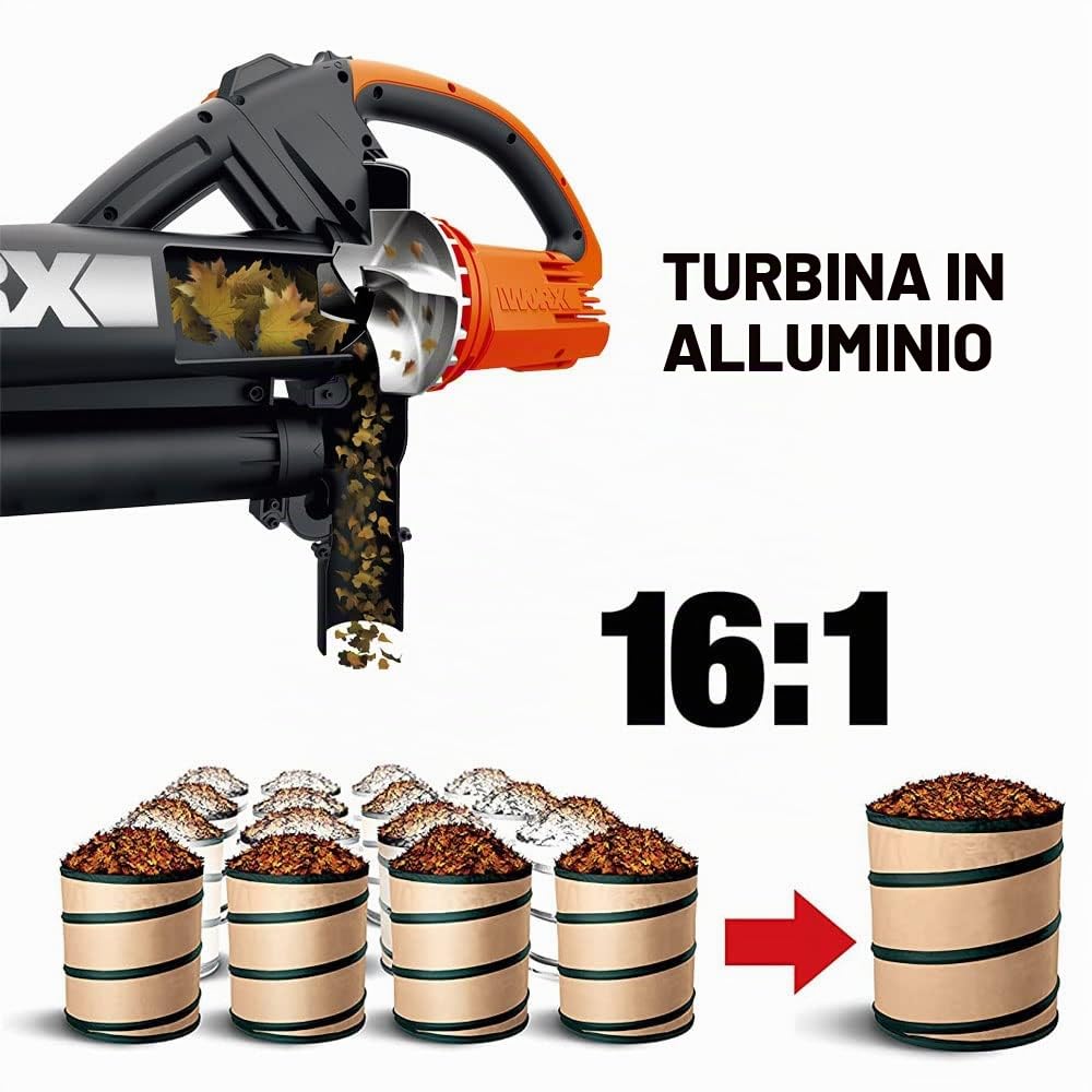 Worx WG505E soffiatore aspiratore 3000W sacco 45L