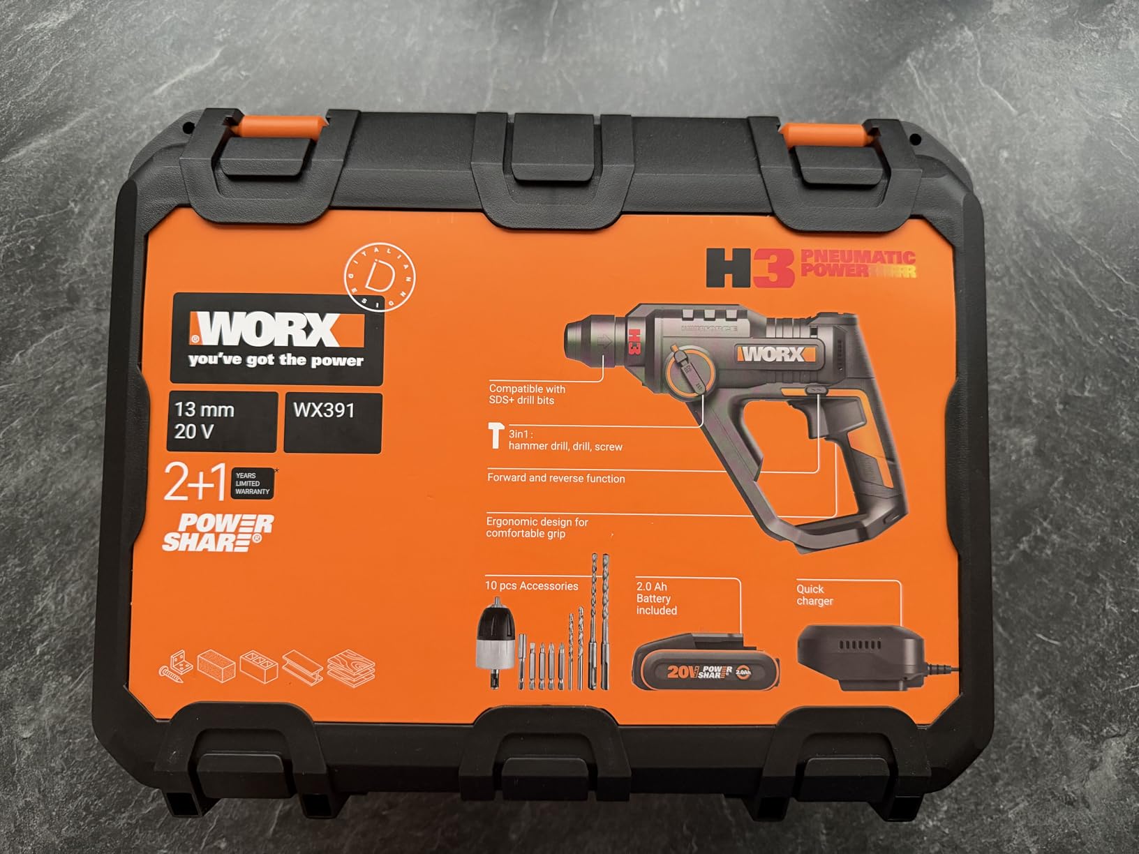 Worx WX391 Martello Perforatore 20V SDS Plus 13 mm