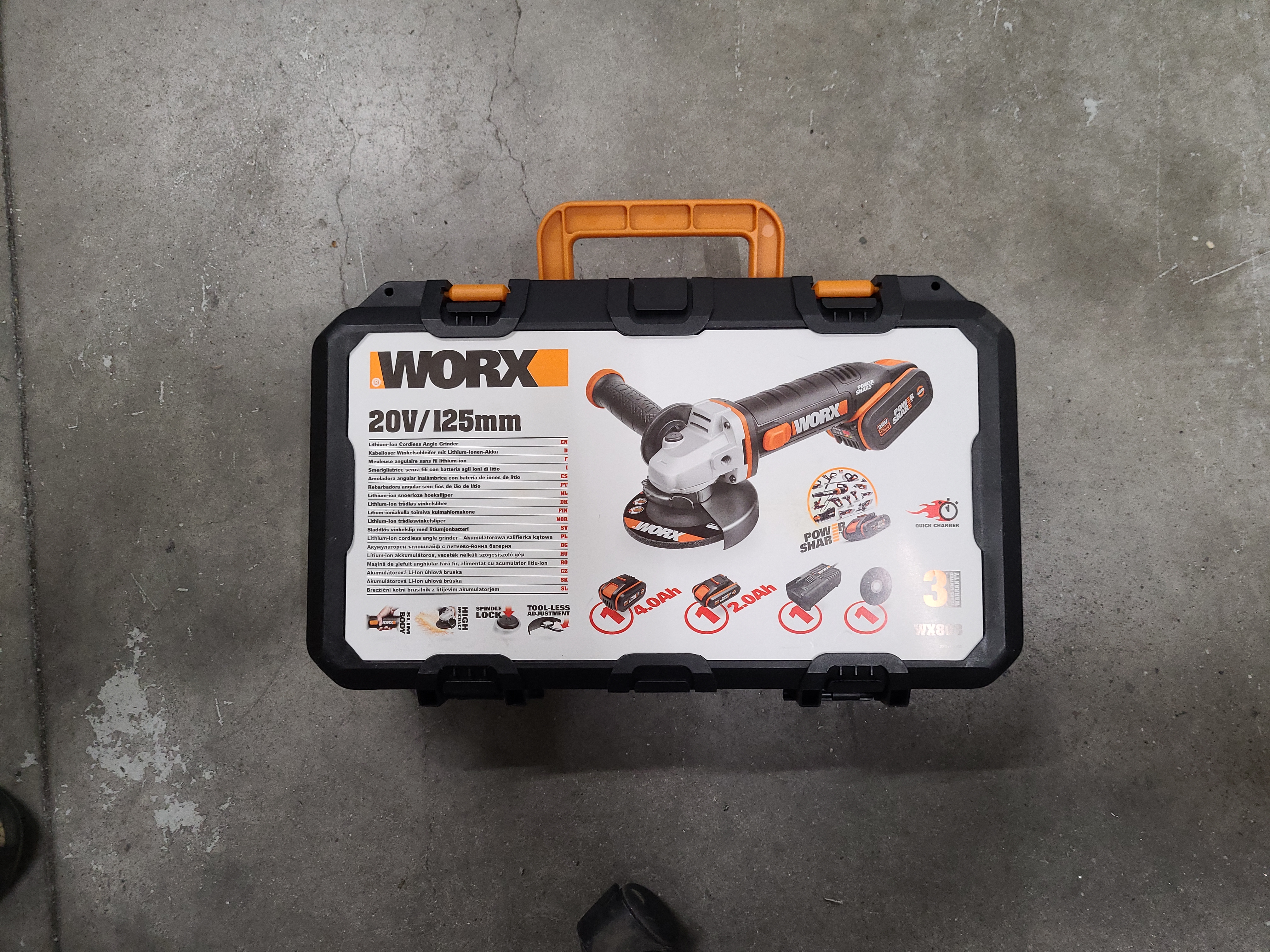 Worx WX803 Smerigliatrice Angolare 125mm Kit 2 Batterie