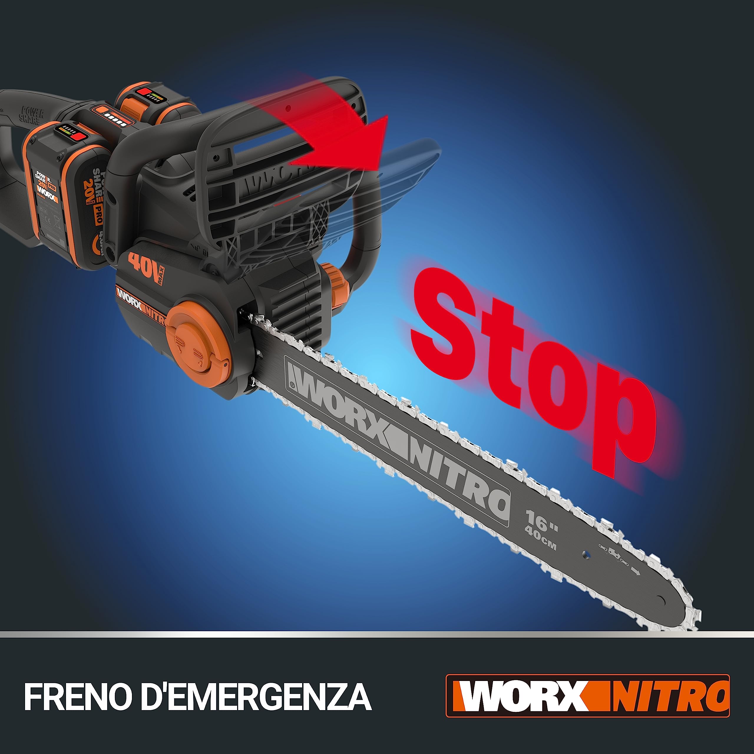 WORX WG385E.9 Motosega a Batteria 40V Solo Corpo Macchina