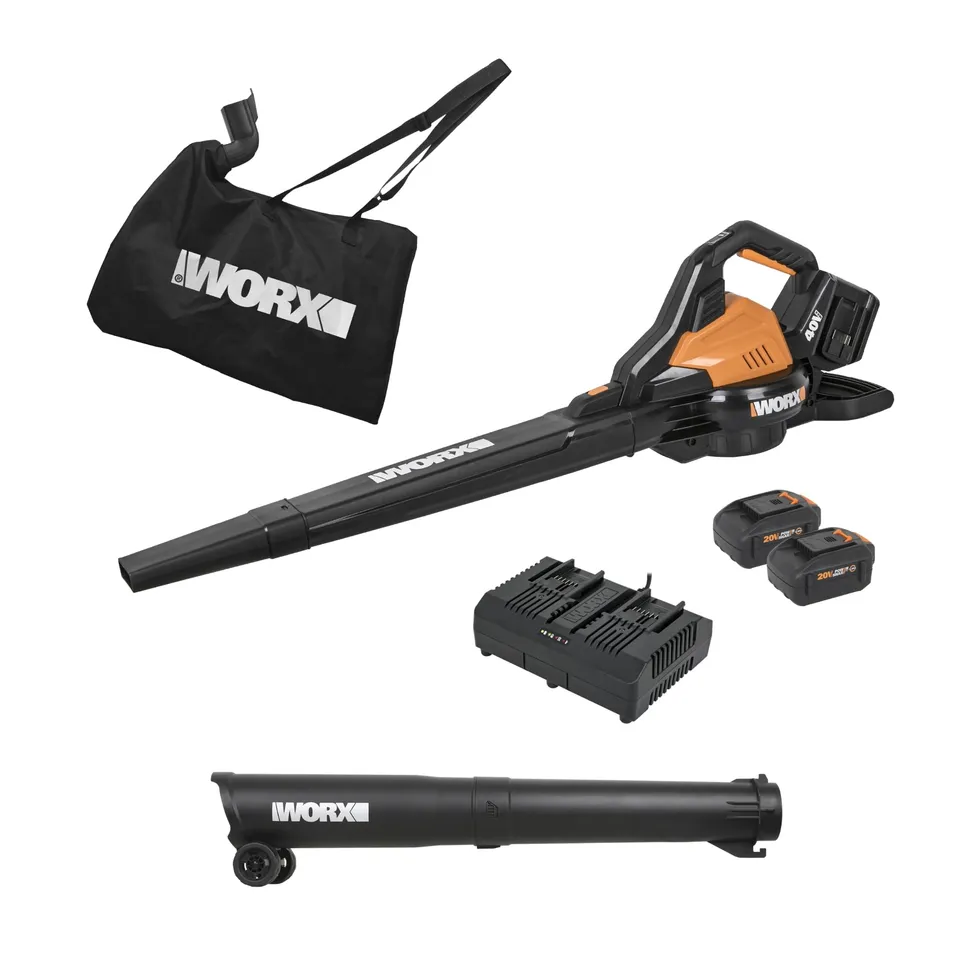 Worx soffiatore aspiratore foglie 40V 3-in-1 2 batterie
