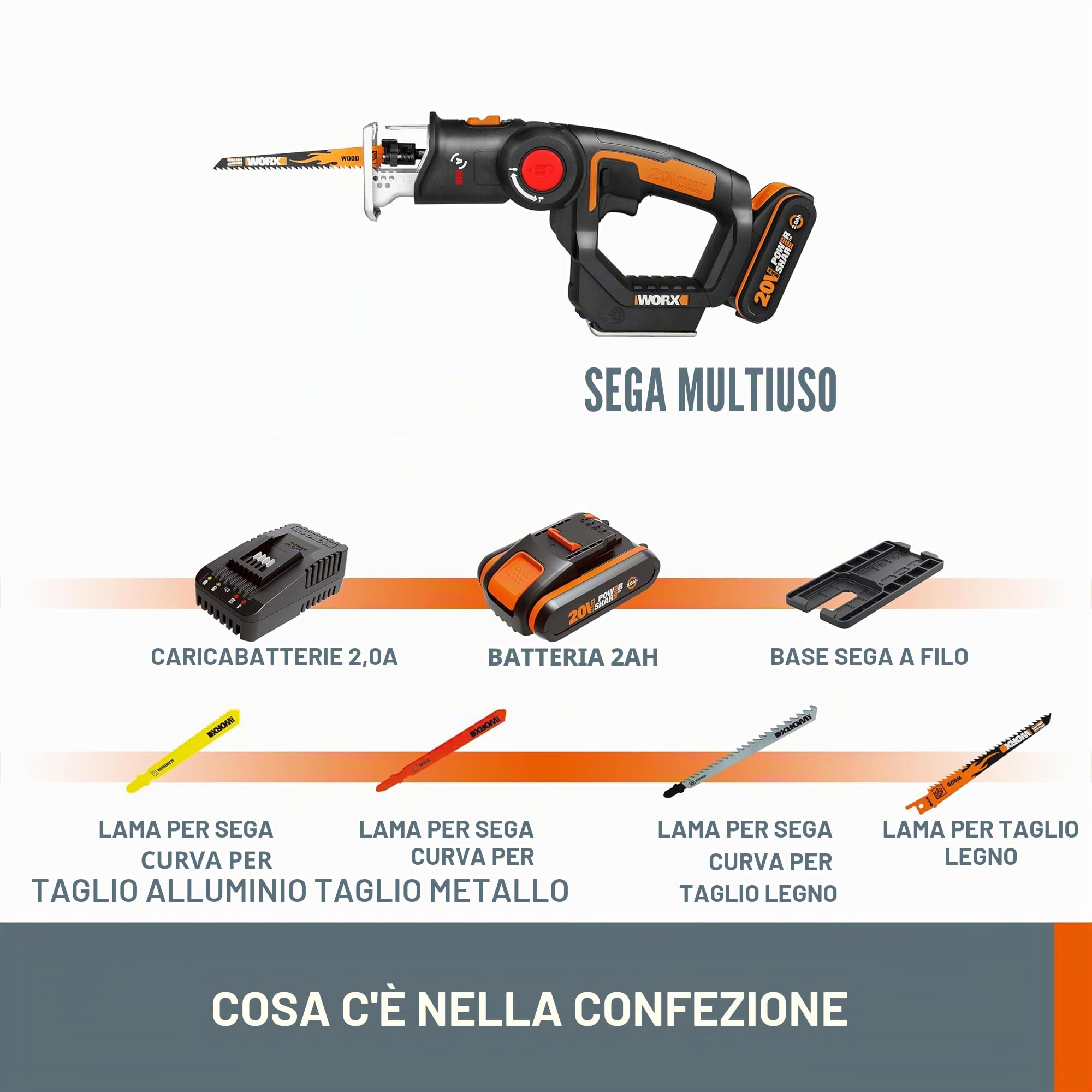 Worx Axis WX550 seghetto alternativo 20V testa girevole