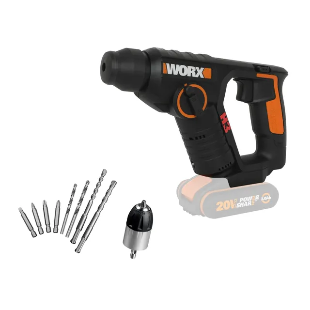 Worx WX390 trapano SDS Plus 20V solo corpo pneumatico