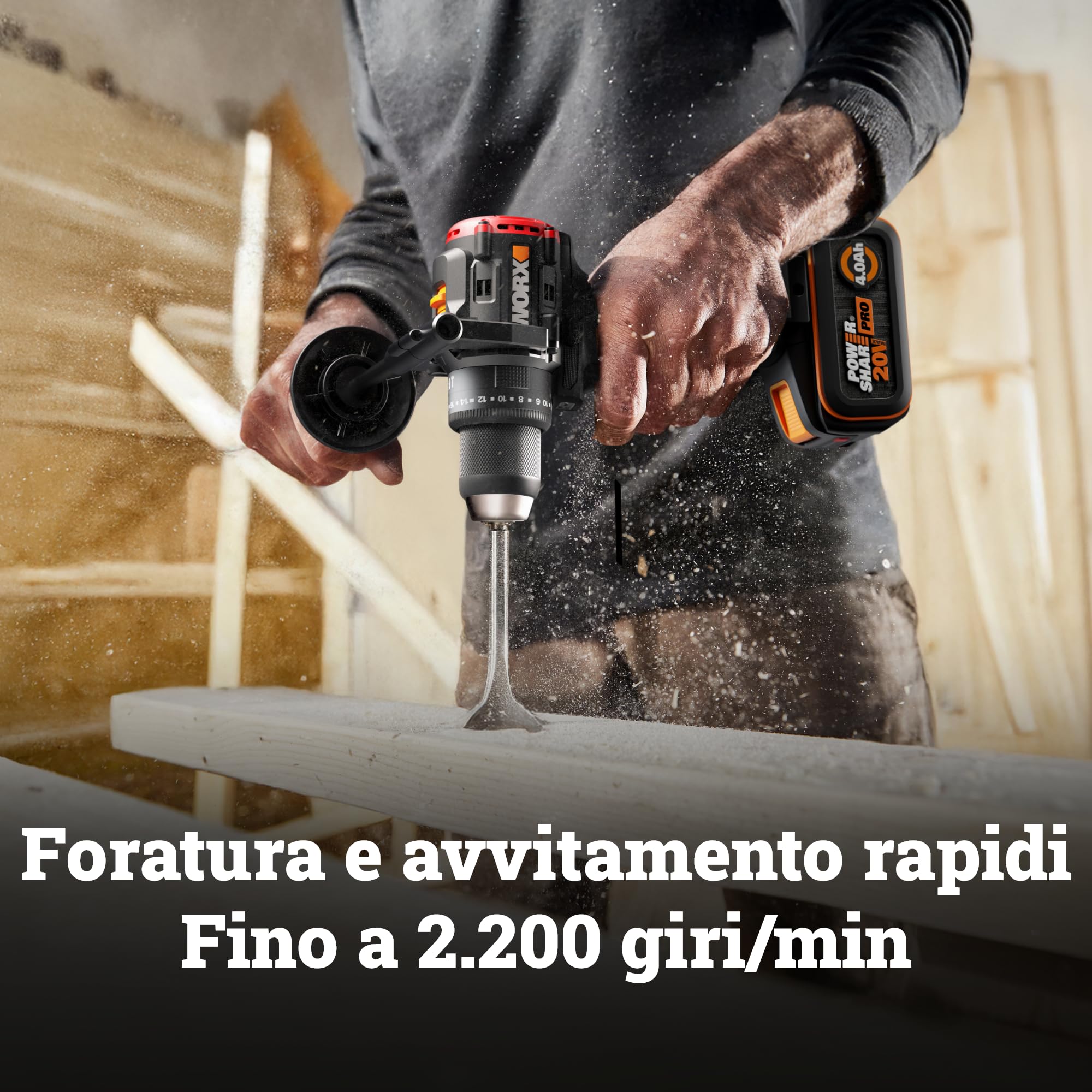 Worx WX356.9 trapano avvitatore percussione solo corpo 85 Nm