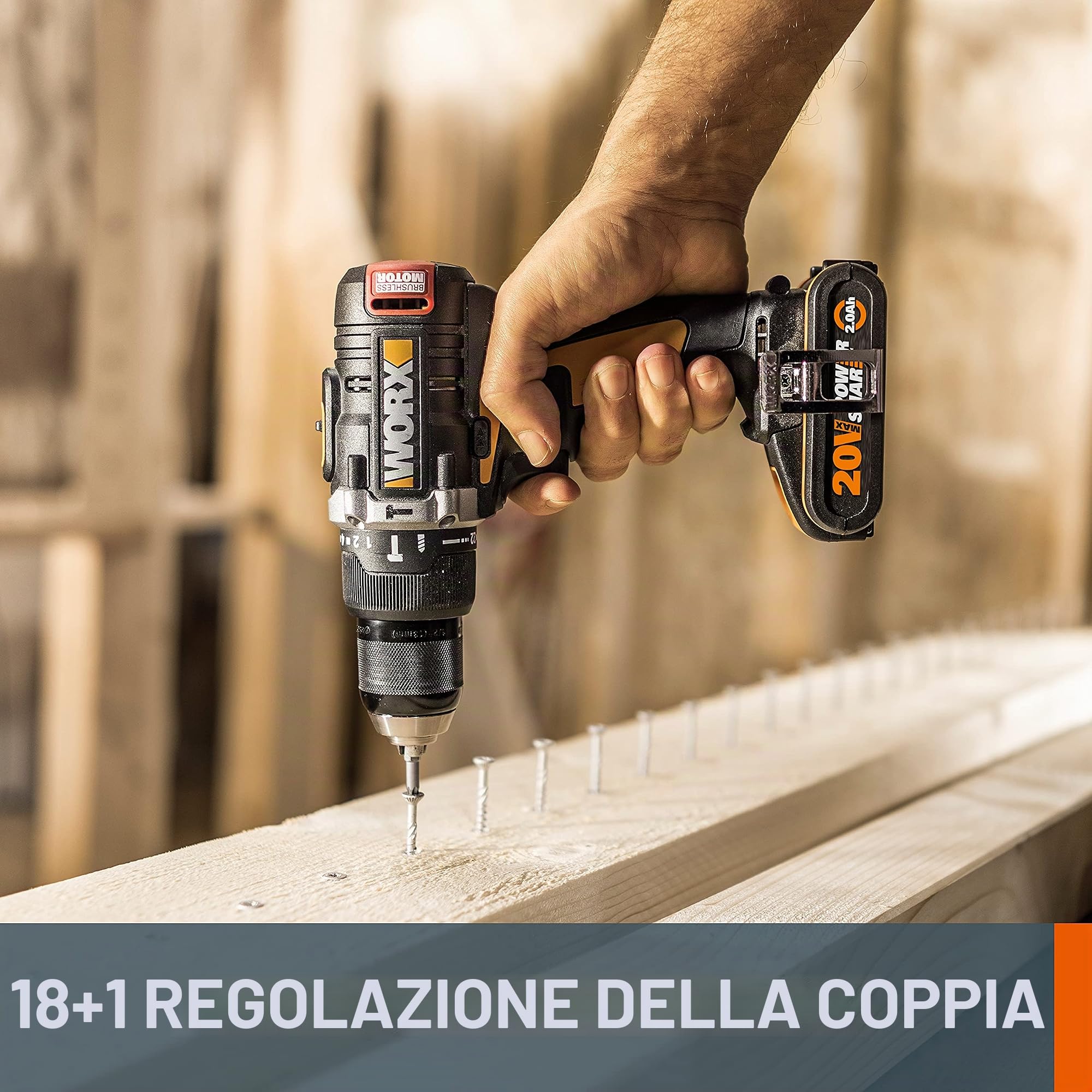 Worx WX175 Trapano Avvitatore Brushless 20V Solo Corpo
