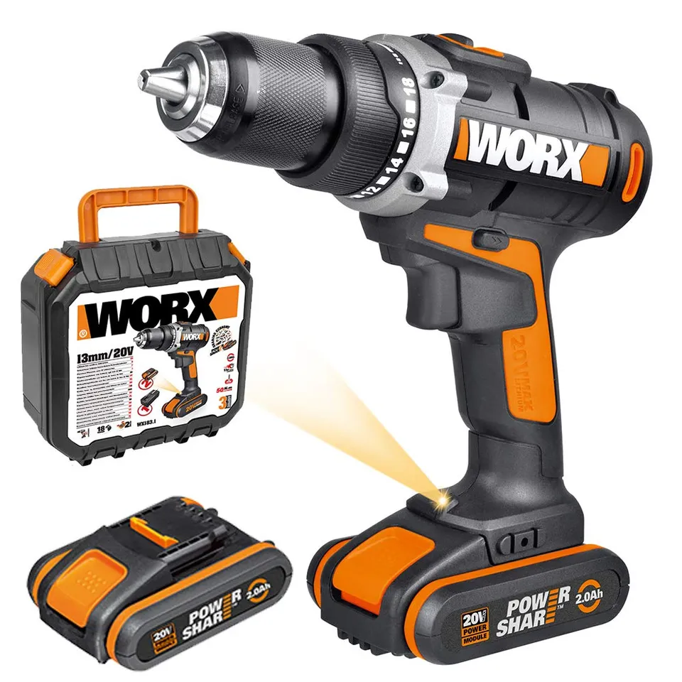 Worx WX183.1 trapano avvitatore 20V 50Nm con batteria