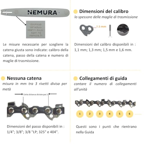 Nemura Catena Motosega 84 Maglie 60 cm 3 Pz Acciaio