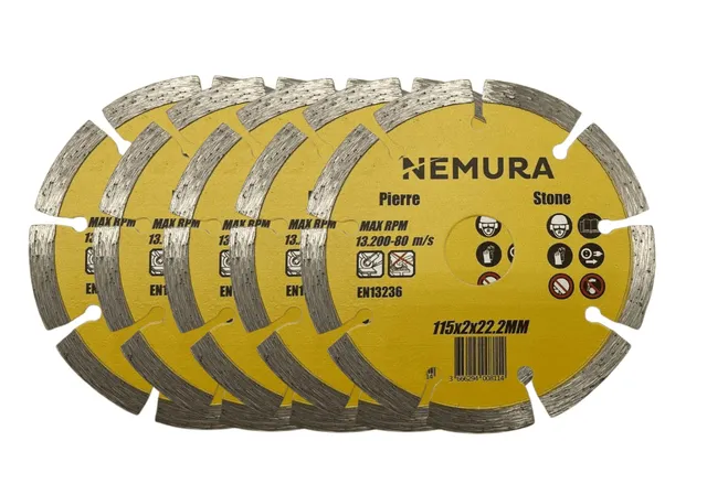 Nemura DD115222/5 Disco Diamantato 115 mm 5 Pezzi Cemento
