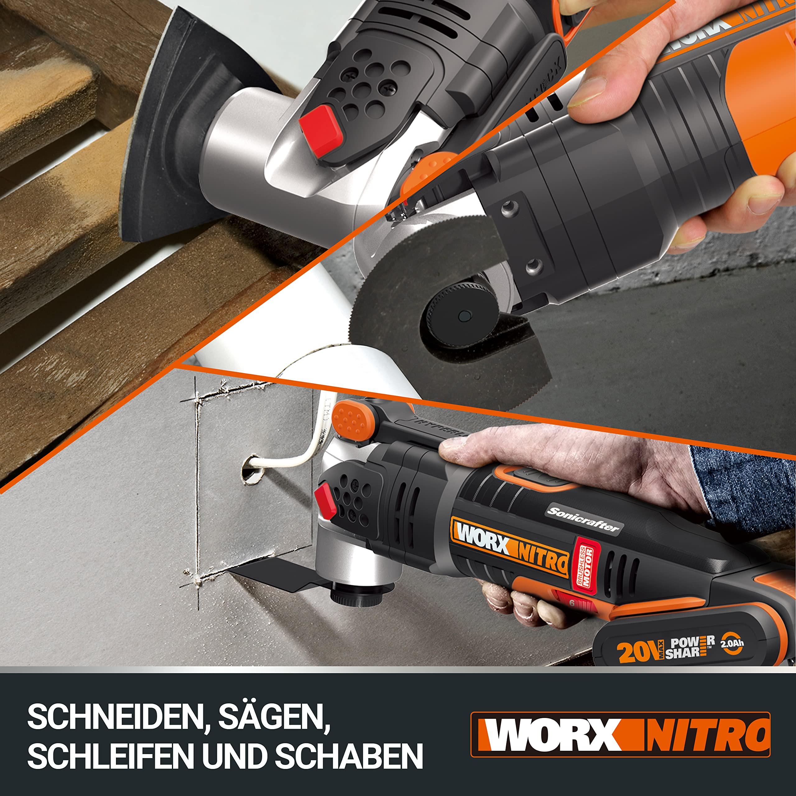 Worx Sonicrafter WX693 multifunzione 20V brushless con batteria