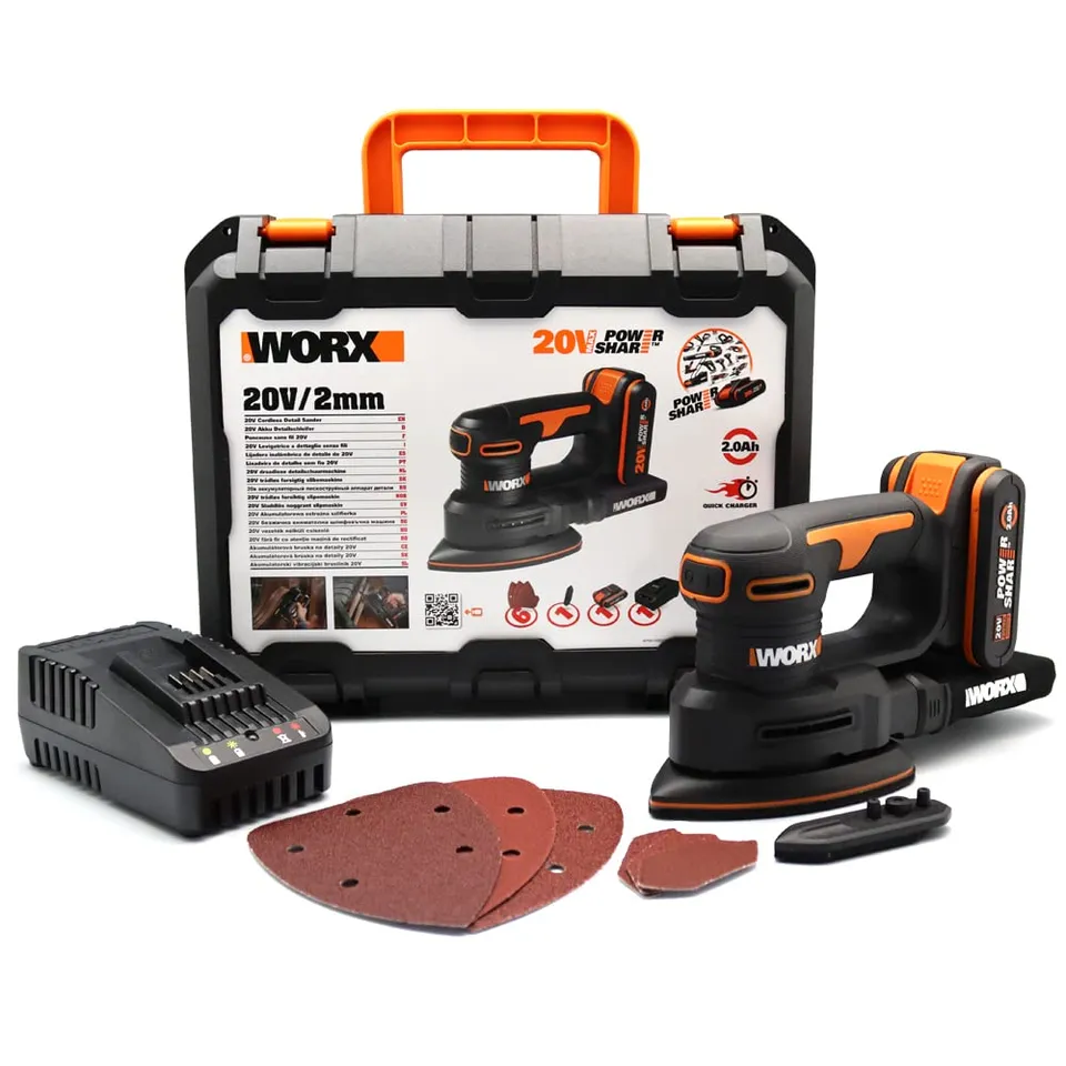 Worx WX822 Levigatrice a Batteria 20V con Batteria e Valigetta