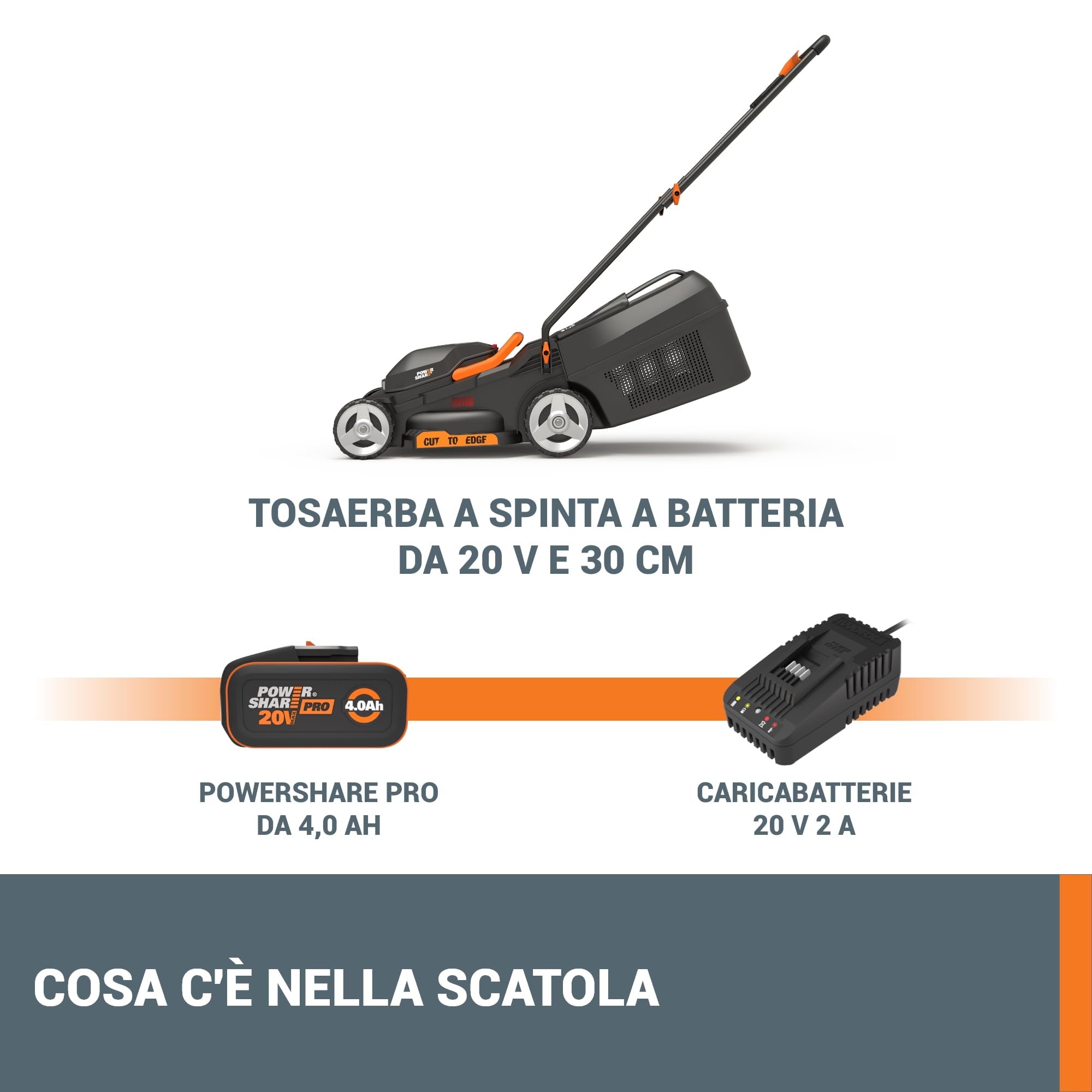 Worx WG730E tosaerba a batteria 20V 30cm 200mq