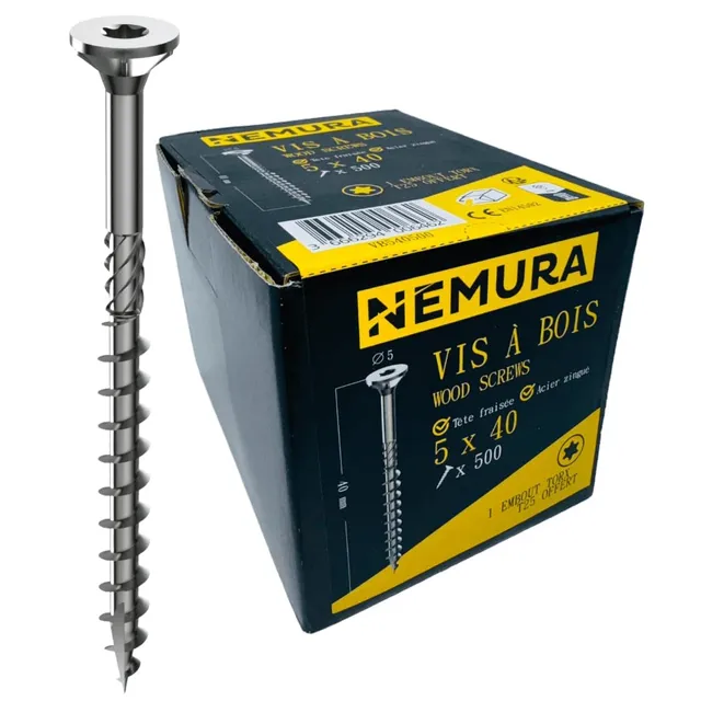 Nemura viti legno 5x40 mm Torx 500 pezzi zincate