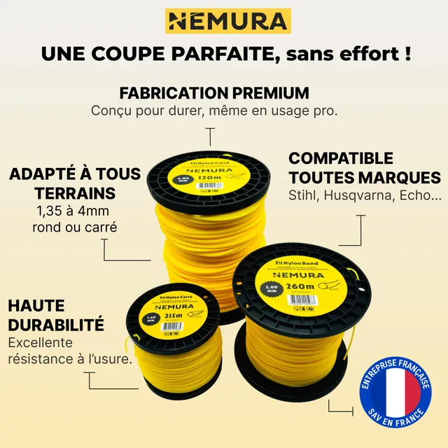 Nemura filo decespugliatore quadrato 3,0 mm 60 m
