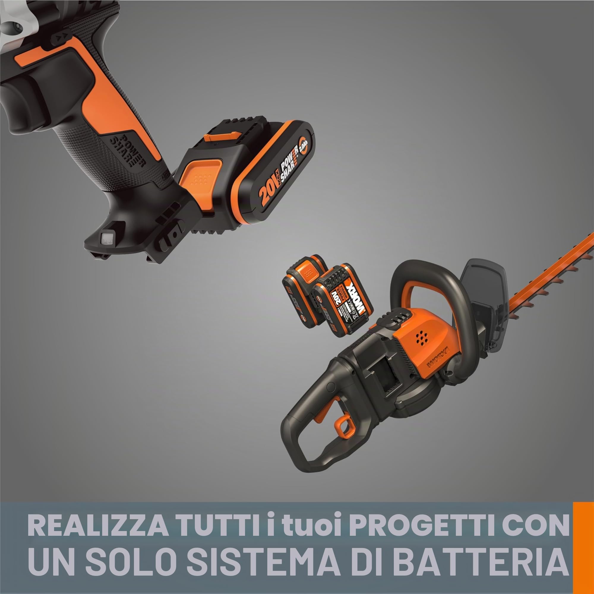 Worx WA3611 kit 2 batterie 20V 4Ah caricatore doppio