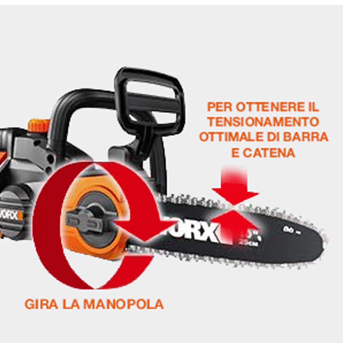 Worx WG322E.9 motosega a batteria 25 cm solo corpo