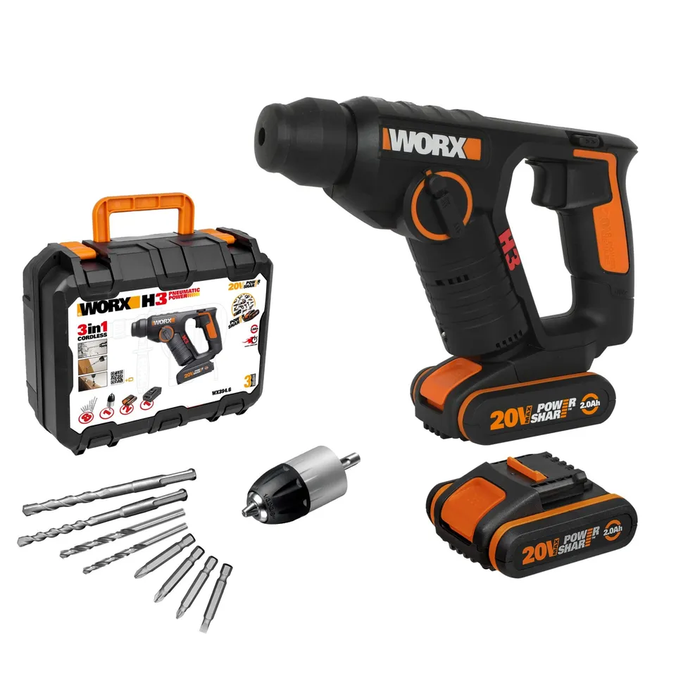 Worx WX394.6 H3 Tassellatore 20V con 2 Batterie 2Ah