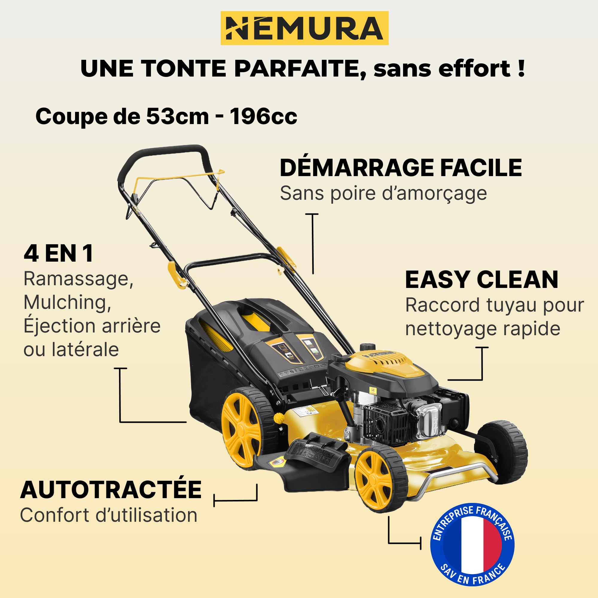 Nemura tosaerba benzina semovente 196 cm3 taglio 52 cm