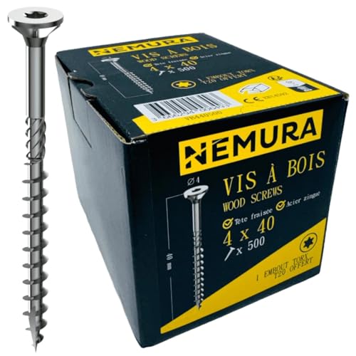 Nemura Set 500 Viti Legno Torx 4x40 mm zincate