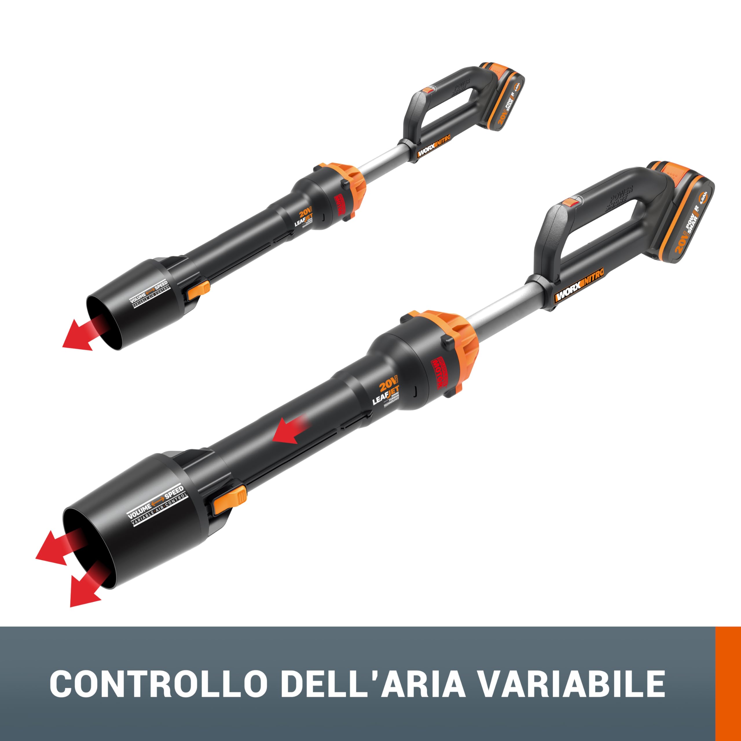 Worx WG543E Soffiatore 20V LeafJet con Batteria 4Ah