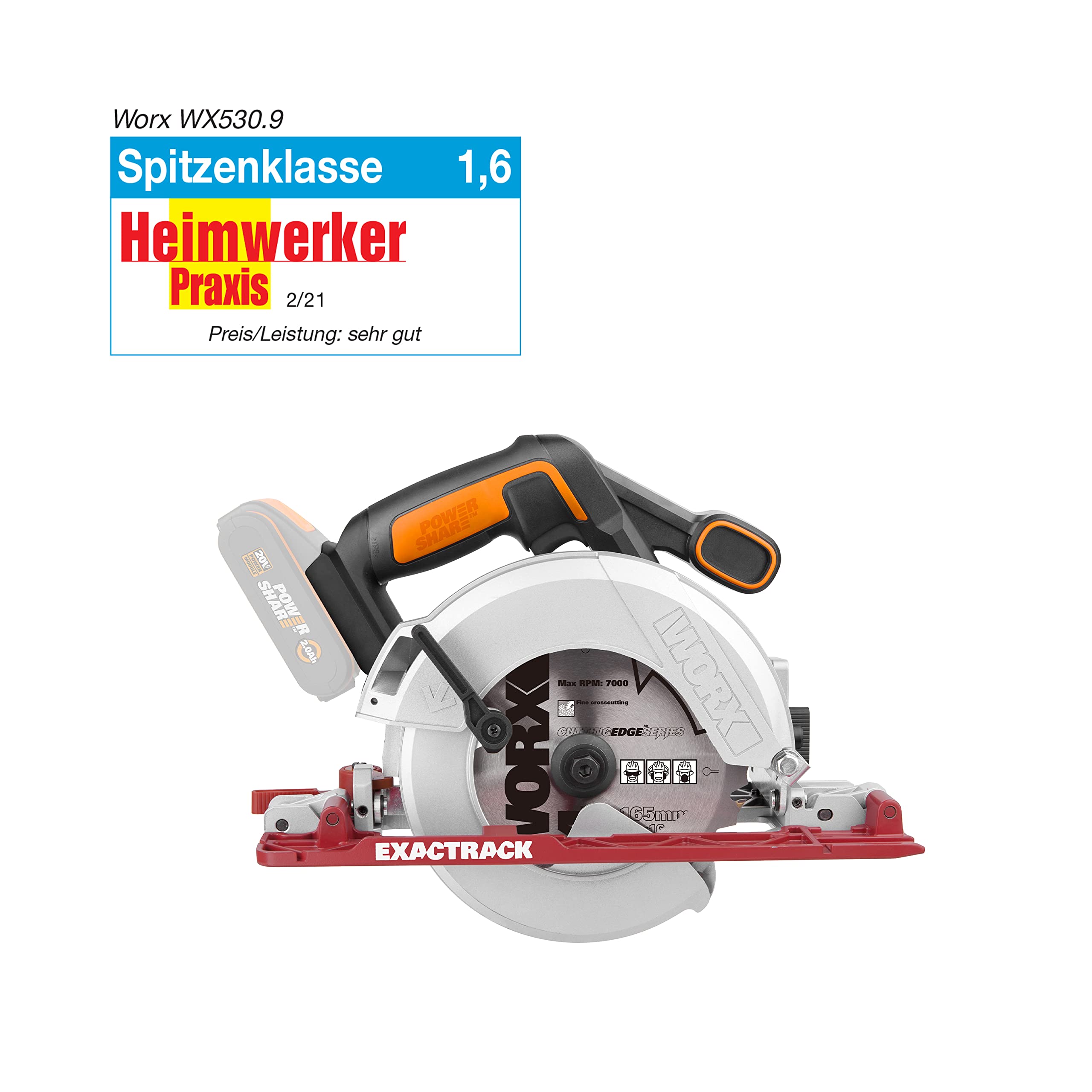 Worx WX530.9 sega circolare 165mm Exactrack solo corpo