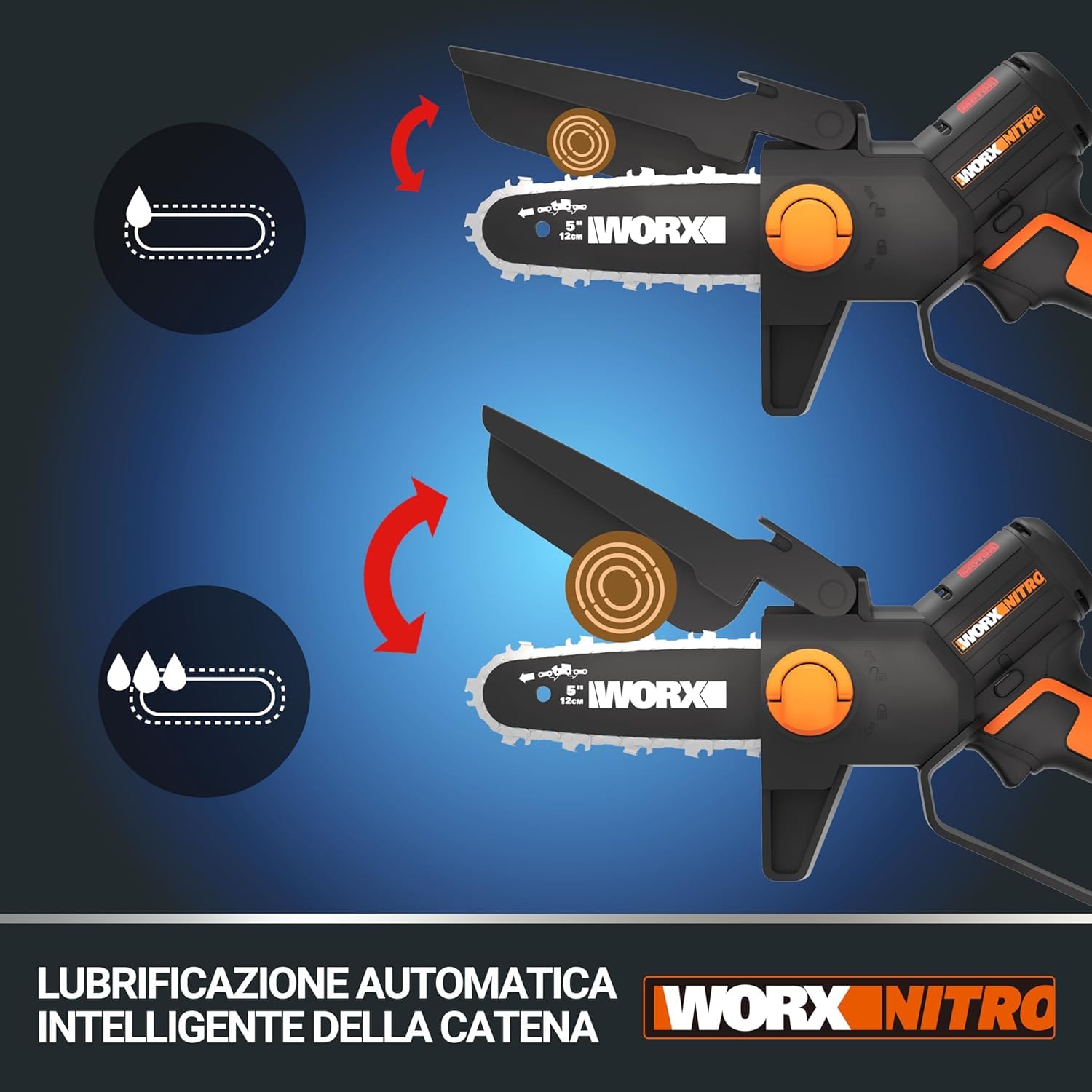Worx WG324E.1 mini motosega batteria 18V potatura leggera
