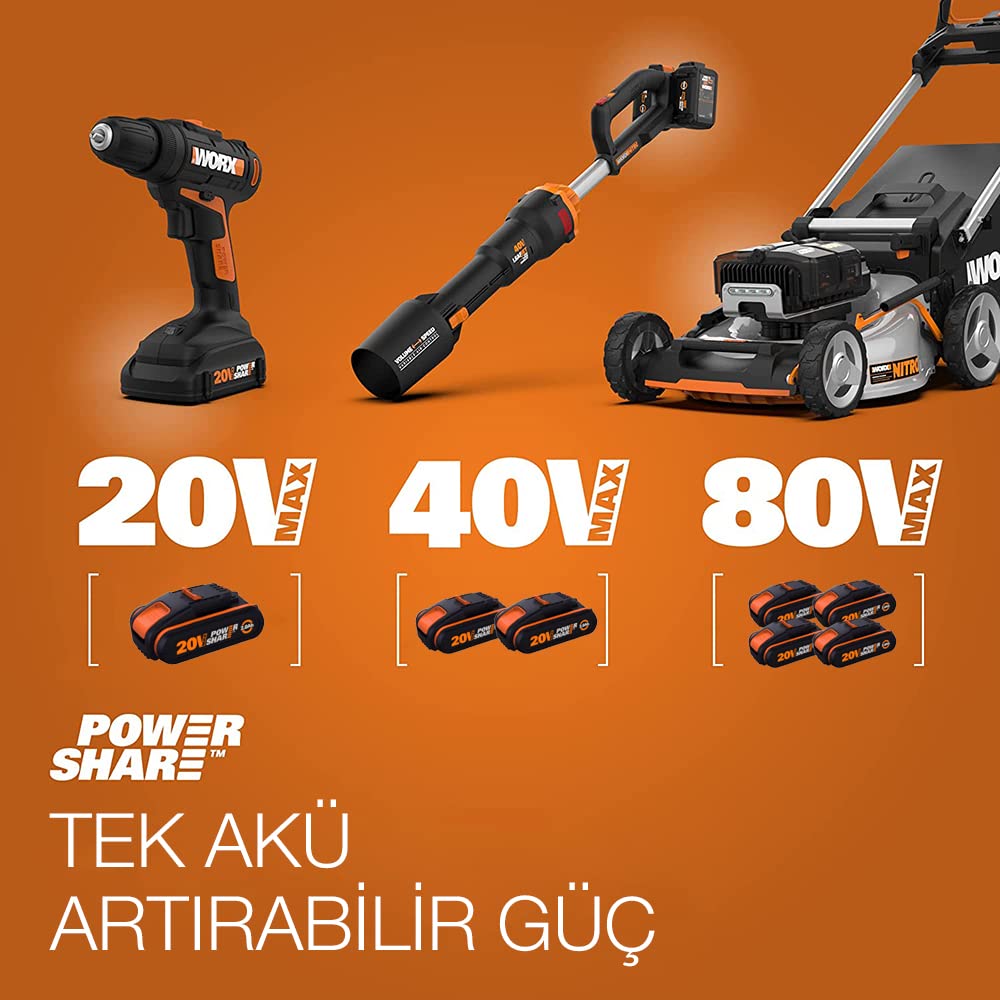 Worx WX3553.2 batterie 20V 4,0 Ah 2 pezzi