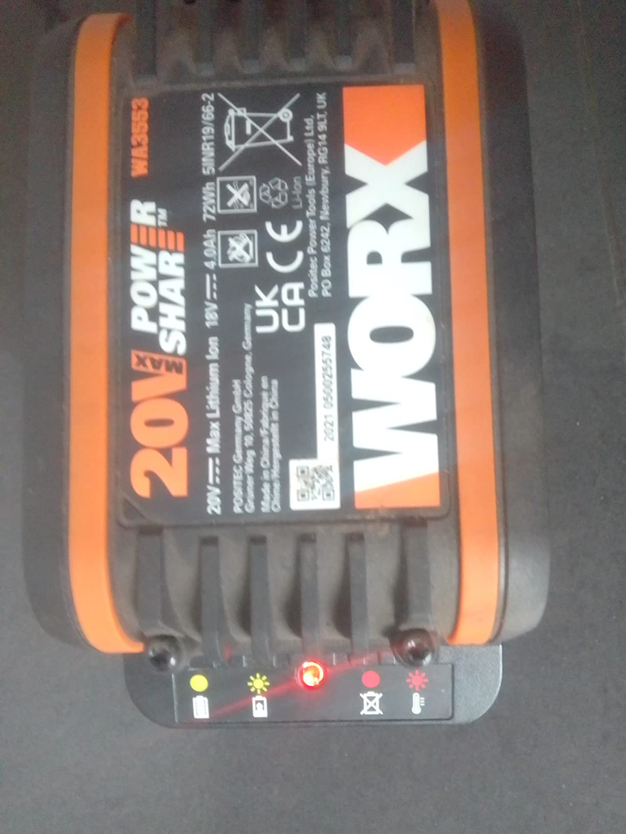 Worx WA3553 batteria 20V 4.0Ah PowerShare