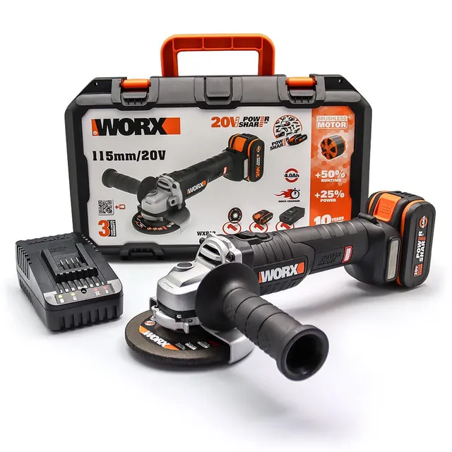 Worx WX813 Smerigliatrice Angolare 115mm 20V 4.0Ah Brushless
