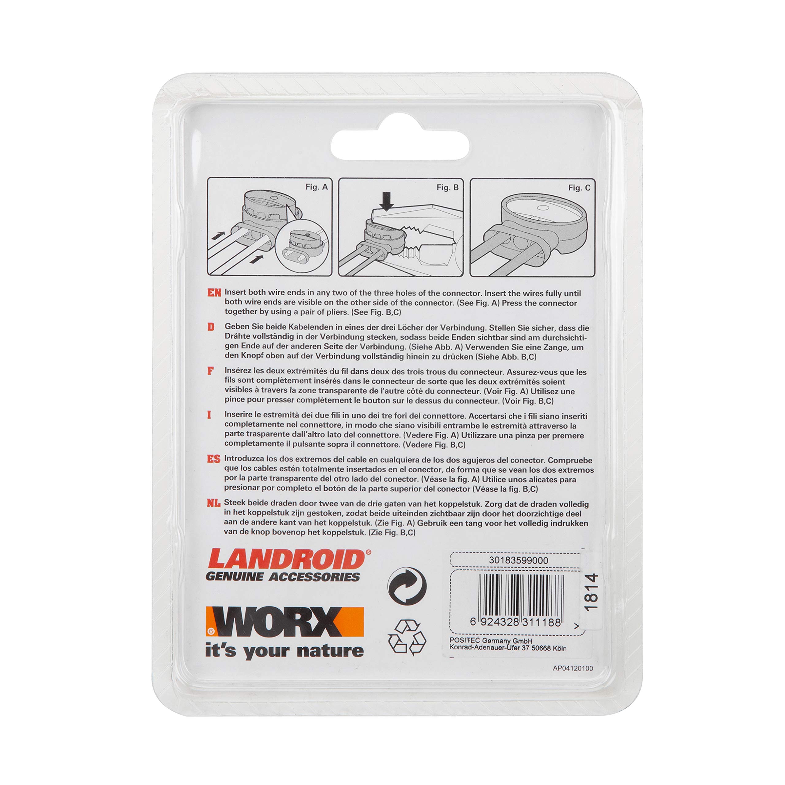 Worx Landroid WA0198 connettori stagni filo 5 pezzi blu