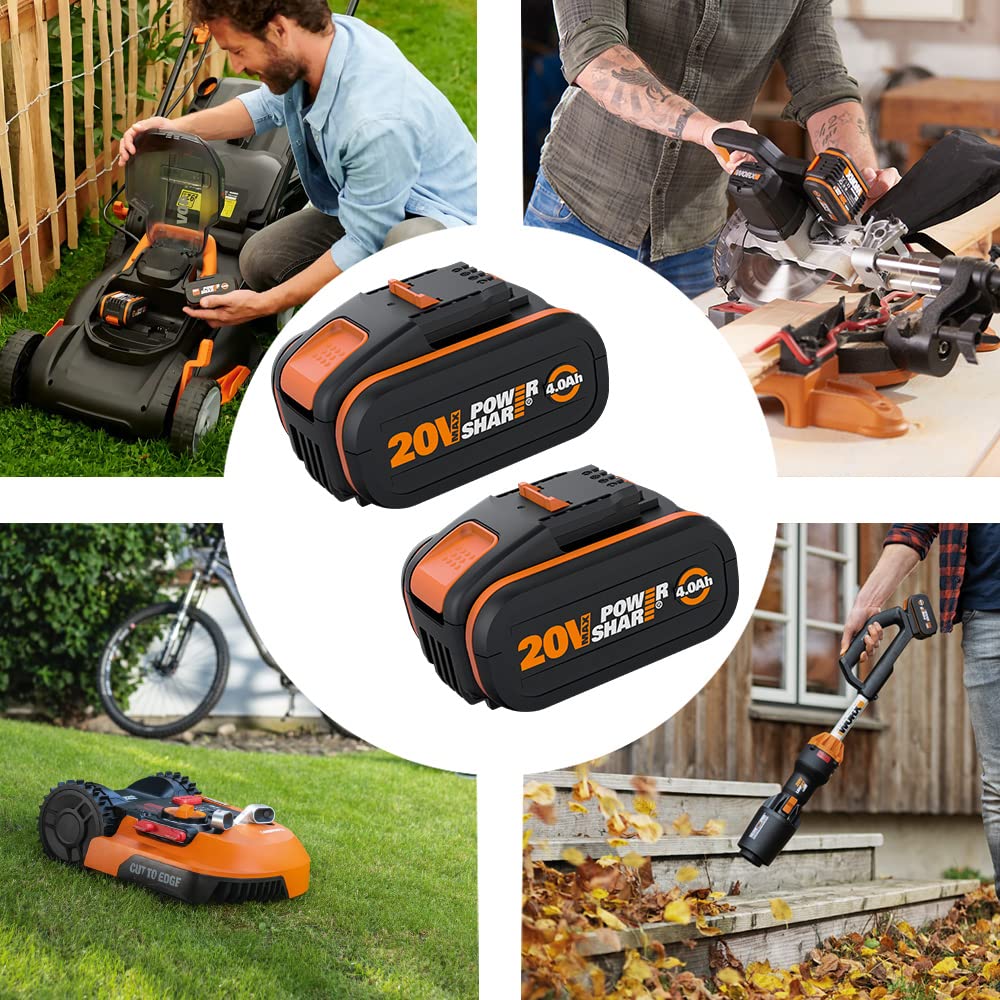 Worx WX3553.2 batterie 20V 4,0 Ah 2 pezzi