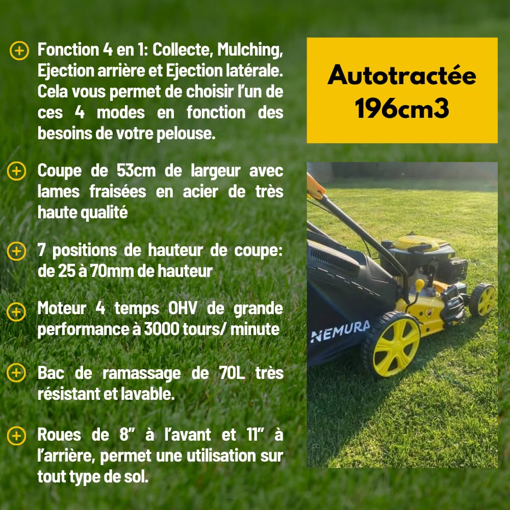 Nemura tosaerba benzina semovente 196 cm3 taglio 52 cm