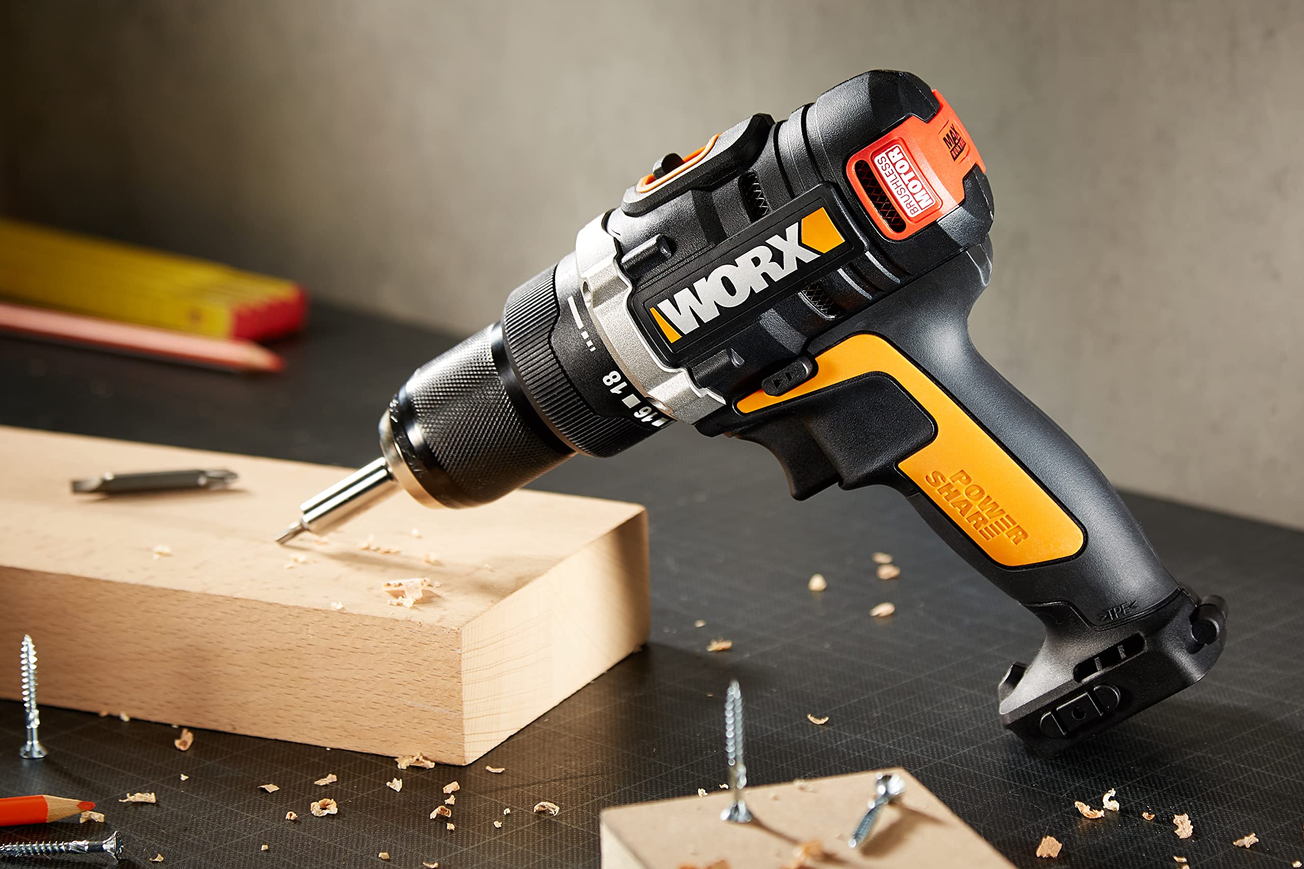 Worx WX175 Trapano Avvitatore Brushless 20V Solo Corpo