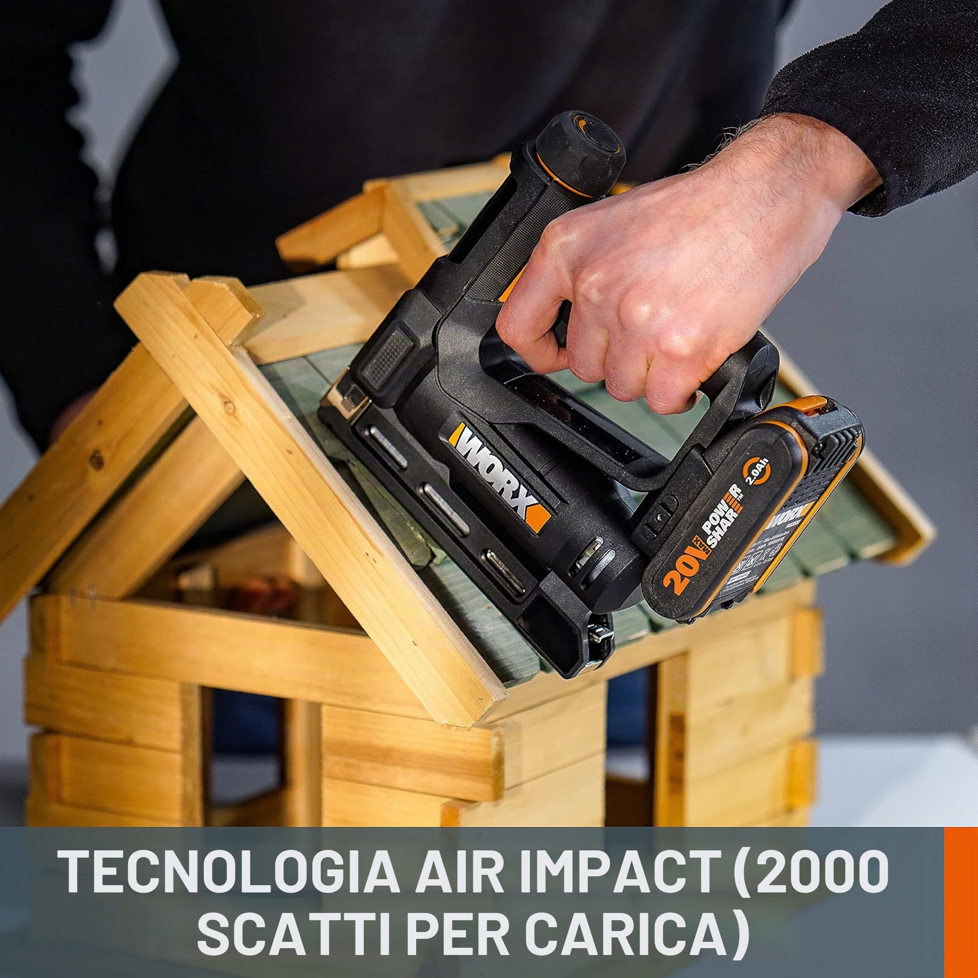WORX WX843 chiodatrice batteria 20V 2 in 1 con chiodi