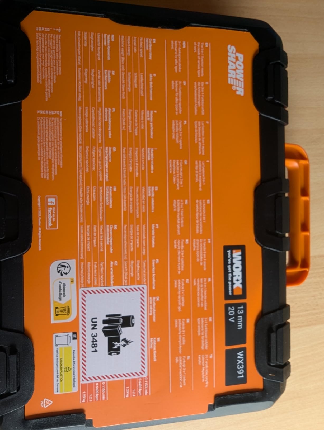 Worx WX391 Martello Perforatore 20V SDS Plus 13 mm