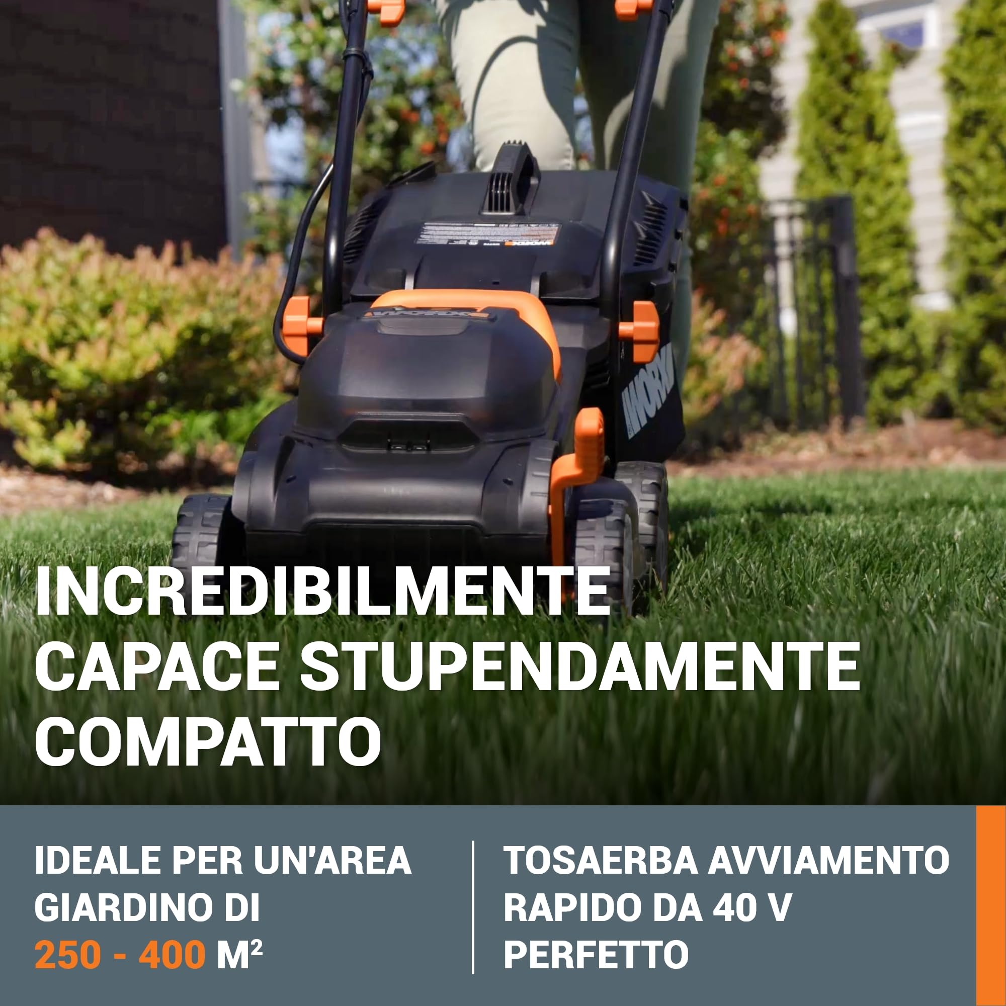 Worx WG779E Tosaerba 40V Taglio 34cm 2x2,5Ah 280mq