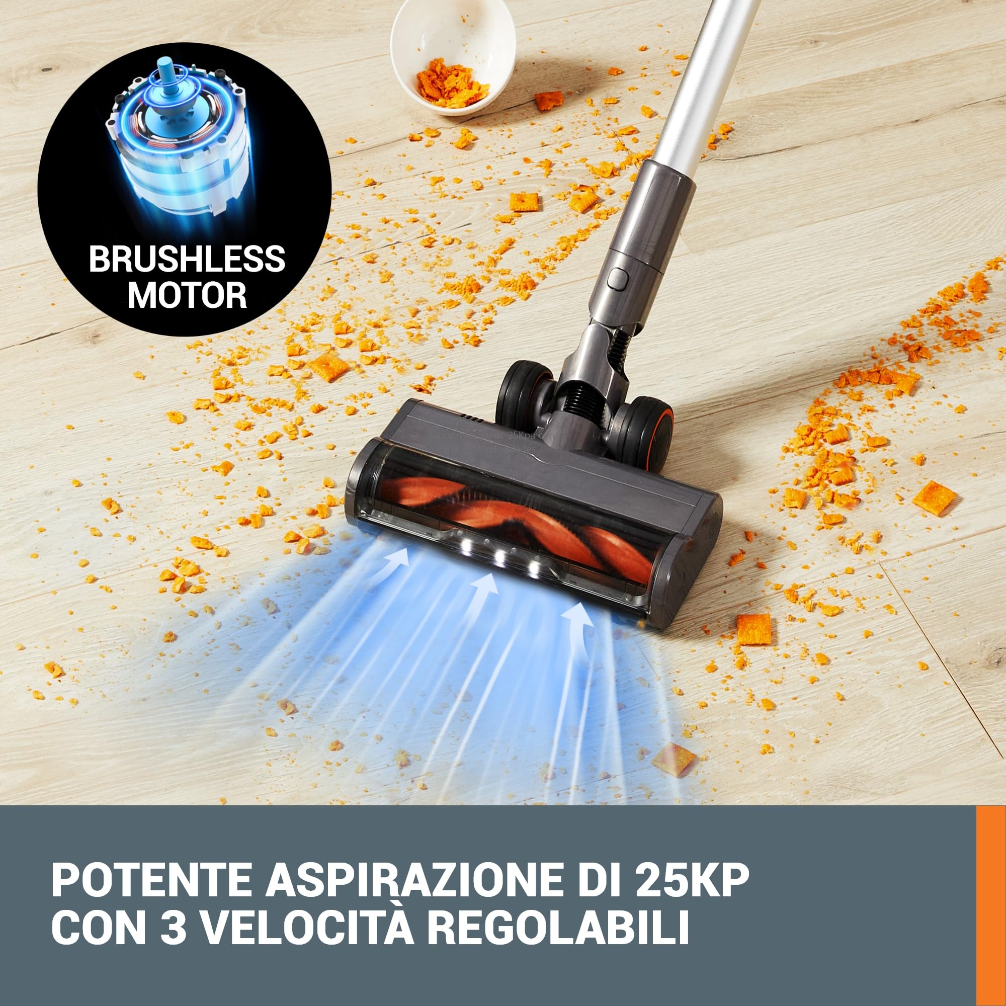 Worx WX038 aspirapolvere senza fili 20V 25kPa con 2 batterie