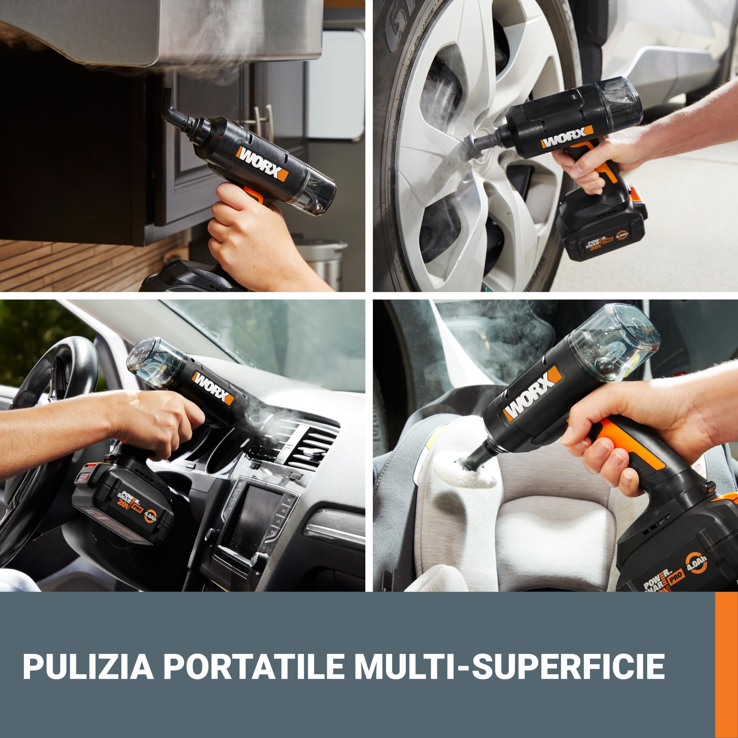 Worx WX770.9 pulitore a vapore 20V senza batteria